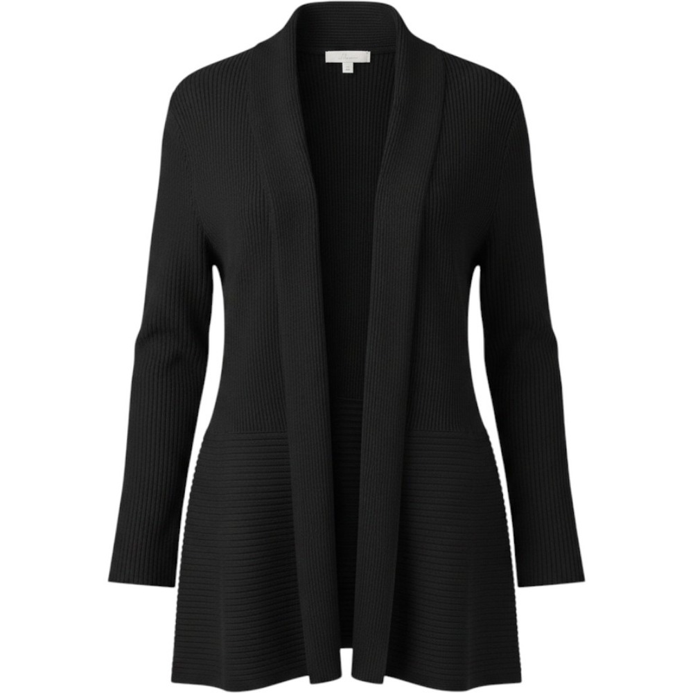 JM Collection Woman Black Ribbed Open Front Cardigan Sweater Plus Size 1X